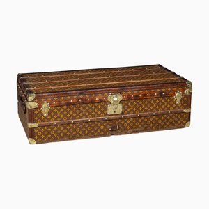 Baúl de camarote antiguo de lona con monograma de Louis Vuitton, Francia, años 10