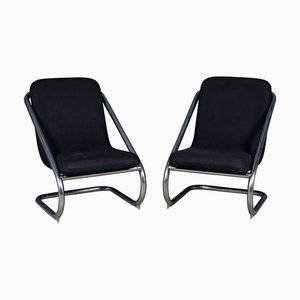 Set of Italian Tubular Framed Lounge Chairs, 1980s