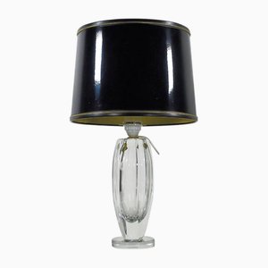 Lampe de Bureau en Cristal Gravé par Elis Bergh pour Kosta Sweden, 1943