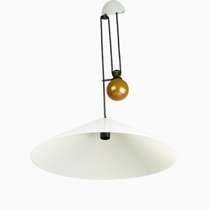 Lampe à Suspension Aggregato à Contrepoids en Plastique Blanc et Métal par E. Mari pour Artemide, 1978