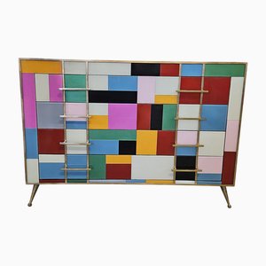 Dresser with 4 Drawers in Colored Glass, 1980s