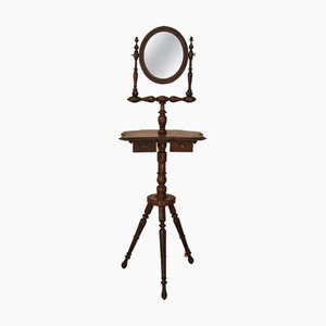 Victorian Hand Crafted Oak Shaving Stand with Oval Mirror