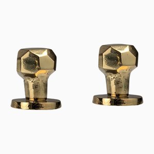 Perillas giratorias brutalistas esculturales de bronce, años 70. Juego de 2