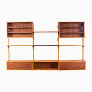 Danish Teak PS Modular System Wall Unit by Preben Sørensen for Randers Møbelfabrik, 1960s, Set of 13