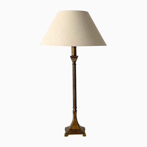 British Neoclassical Reeded Brass Table Lamp, 1930s
