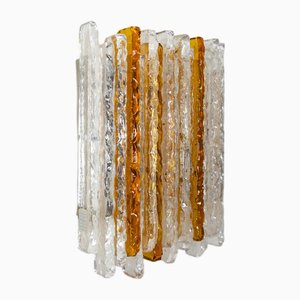 Aplique de pared de cristal y ámbar de Albano Poli para Poliarte, Italia, años 70