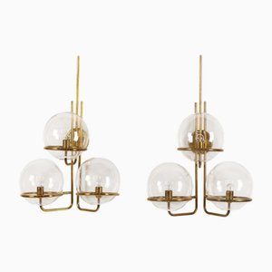 Large Glass and Brass Wall Lamps by Goffredo Reggiani for Reggiani, Italy, 1960s, Set of 2