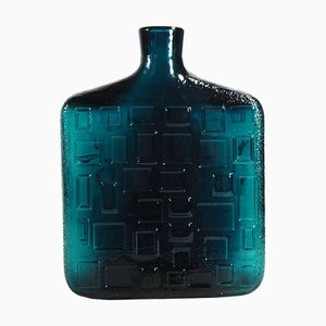 Brutalist Blue Glass Bottle from Empoli, 1960s