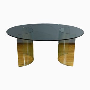 Oval Glass Table from Fiam, 1980