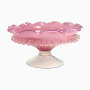 Bol Piédestal en Verre Rose de Empoli, Italie, 1960s