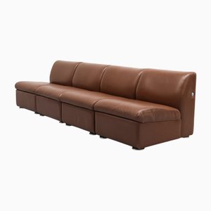 Divano modulare in pelle color cognac di Artifort, anni '80, set di 4