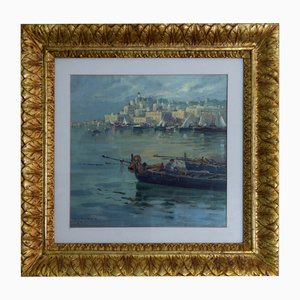 Leon Giuseppe Buono, Marina, años 20, Óleo sobre tabla
