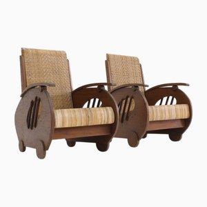 Art Deco Design Sessel aus Rattangewebe, Italien, 1930er, 2er Set