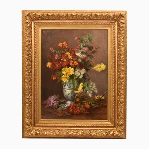Eugénie Claire Gruyer Brielman, Daisies and Lilac Flowers, Oil on Canvas, 19th Century