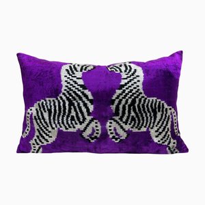 Ikat Silk Lumbar Cushion Cover with Zebra Design, 2010s