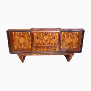 Art Deco Italian Sideboard in Briar Root and Ebonized Beech, 1940s
