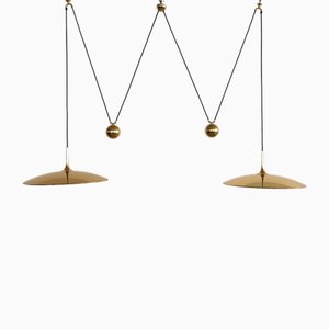 Lampe à Suspension Double Onos 55 avec Contrepoids en Laiton par Florian Schulz, Set de 2