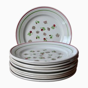 Bohemian Style Flat Plates by Keller and Guerin Lunéville, 1950s, Set of 11