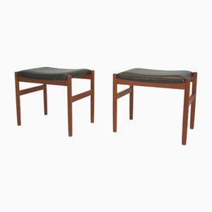 Fußhocker aus Teak von Hugo Frandsen für Spøettrup Stolefabrik, Dänemark, 1960er, 2er Set