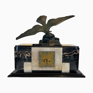 Art Deco Mantel Clock with Bird Sculpture, 1930