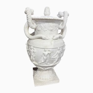 20th Century Greek White Carrara Marble Urns, Set of 2