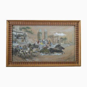 Ettore Forti, Wagenrennen im Circus Maximus, Mixed Media auf Papier