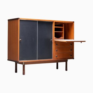 Italienischer Schrank aus Teak, Metall & schwarzem Laminat, 1960er