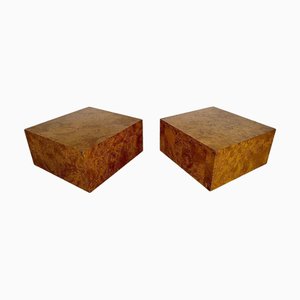 Burr Elm Side Tables by Roche Bobois, 1970s, Set of 2