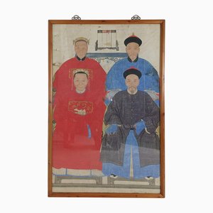 Ostasiatische Familie, Gemälde, Gerahmt