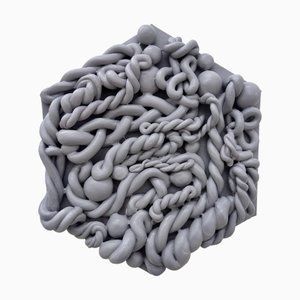 Lilac Grey Sculptural Hexagonal Fake Marshmallow Series Wall Art in Clay