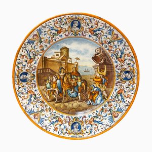 Large Circular Plate by Gaetano Battaglia, Naples, Italy, 1800s