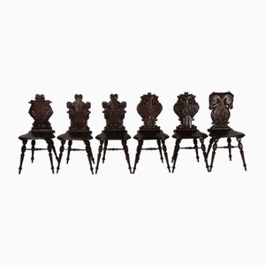 Antique Board Chairs, 1880, Set of 6