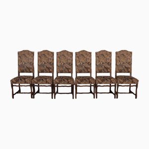 Antique Baroque Chairs in Oak, 1750, Set of 6