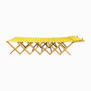 Camp Cot in Wood and Yellow Canvas, 1960s