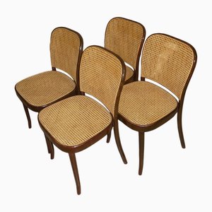 Vintage Bentwood Chairs with Viennese Weave by Josef Hoffmann for Thonet, 1960s, Set of 4