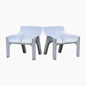 Chaises Vicario Blanches par Vico Magistretti pour Artemide, Italie, 1970s, Set de 2