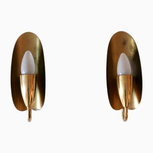Mid-Century Modern Brass Wall Lamps Germany from Kaiser-Leuchten, 1950s, Set of 2