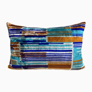 Velvet Lumbar Cushion Cover with Striped Design