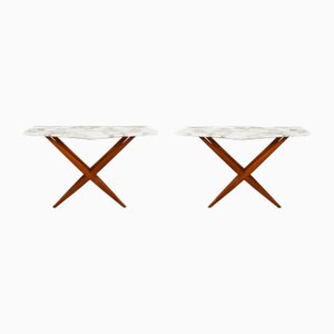 Console Table in Fruit Wood and Marble by Studio BBPR Milano, 1958