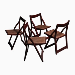Sillas plegables de madera al estilo de Aldo Jacober. Juego de 4