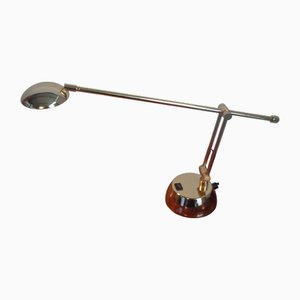 Lampada da tavolo alogena dorata di Pujon Illuminacion, anni '80