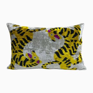 Fodera per cuscino lombare Ikat in seta con motivo Tiger