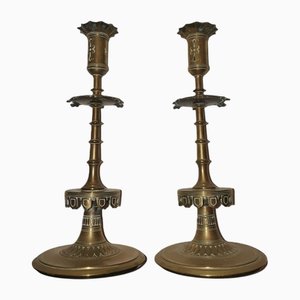 Bougeoirs Gothiques en Bronze IXe Siècle, Set de 2