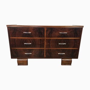 Art Deco Chest of 6 Drawers with Transparent Handles, 1940s