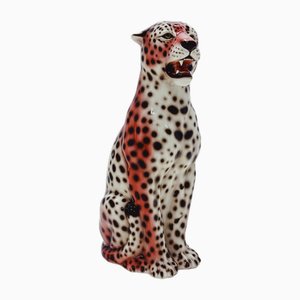 Leopard Statue Keramik Rosa von Ceramiche Boxer