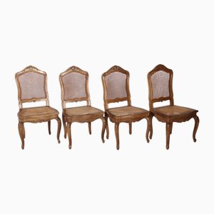 Antique Rococo Style Chairs in Carvings Wicker, 1950, Set of 4
