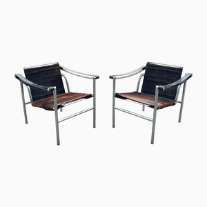 LC1 Ledersessel Set von Le Corbusier für Cassina, 1966