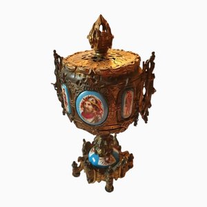 Neo-Gothic Perfume Burner in Bronze and Sèvres Porcelain