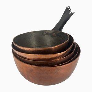 Französische Vintage Kupfer Kochtöpfe, 1960er, 5 . Set