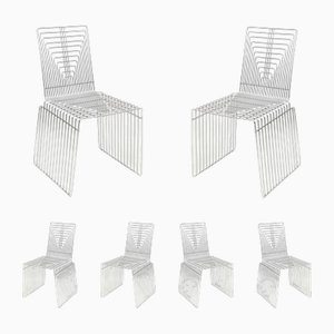 Vintage Chairs with Chrome Steel Wire by Max Sauze, 1972, Set of 6